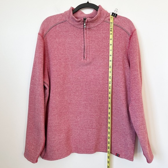 The Black Dog Martha's Vineyard Striped 1/4 Zip Pullover Mens Large Red White - Picture 5 of 11